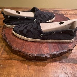 Coach Black Signature Canvas Espadrille Slip-On Shoes